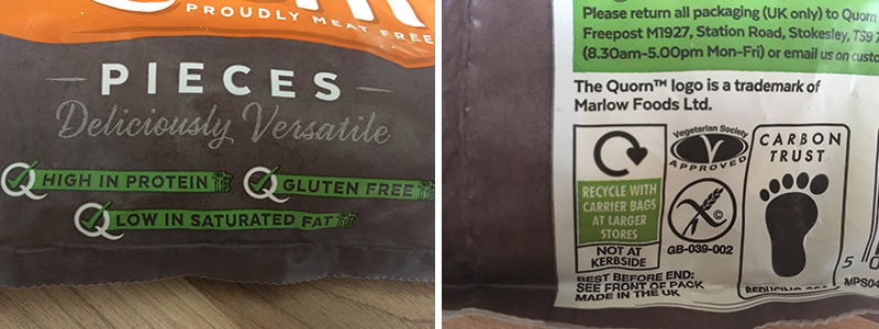 Quorn packaging