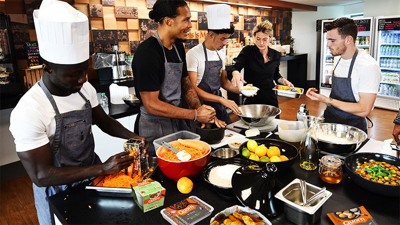 Liverpool FC players cooking with Quorn